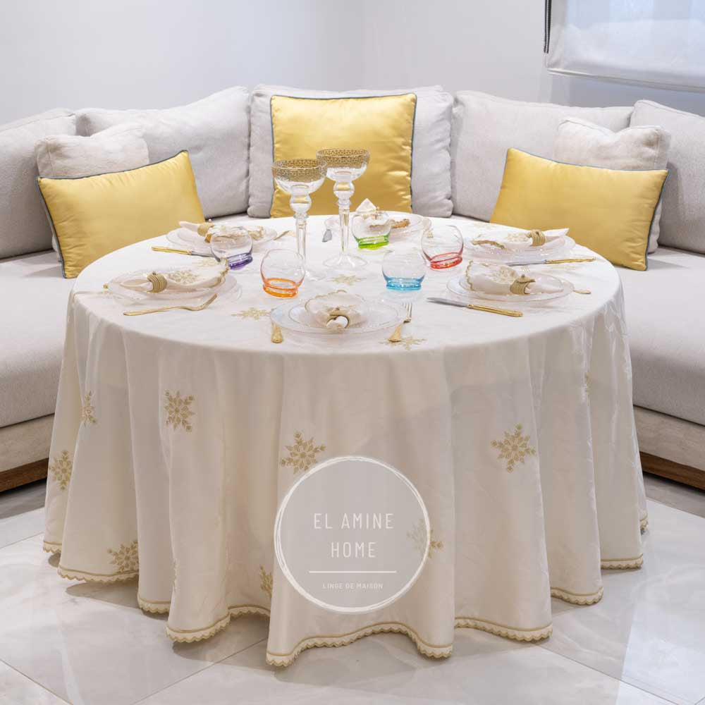 Nappe en jim brodée ronde