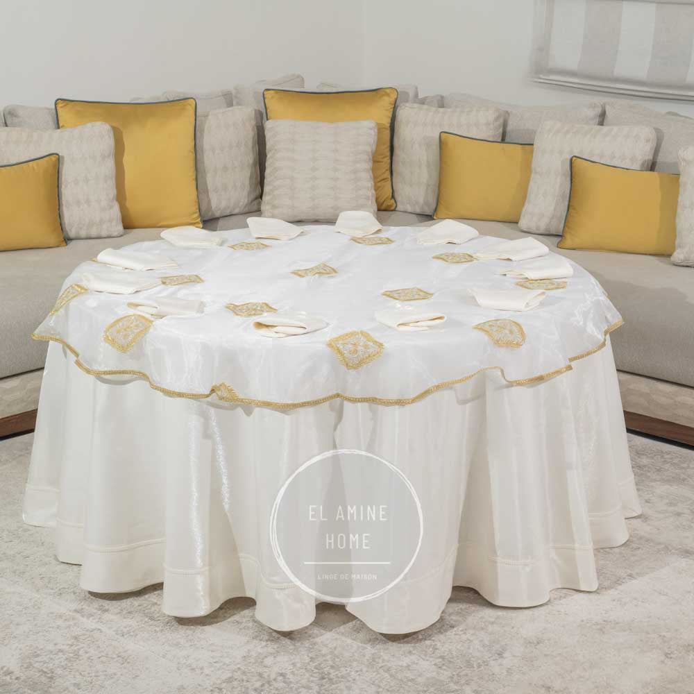 Voile de table brodé 140 cm
