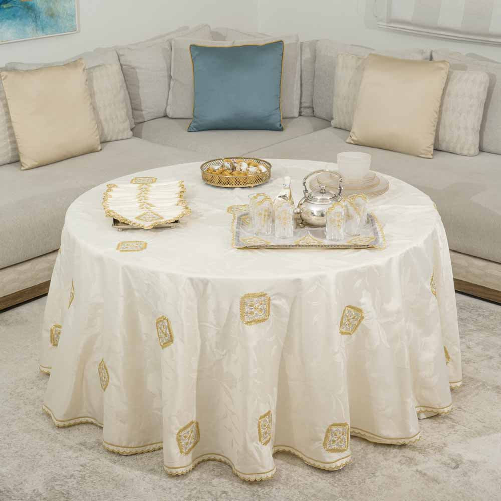 Nappe en jim brodée ronde