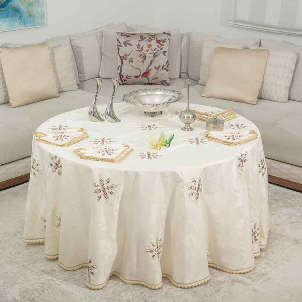 Nappe en jim brodée ronde