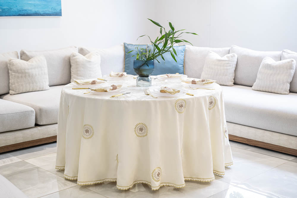 Nappe en jim brodée ronde