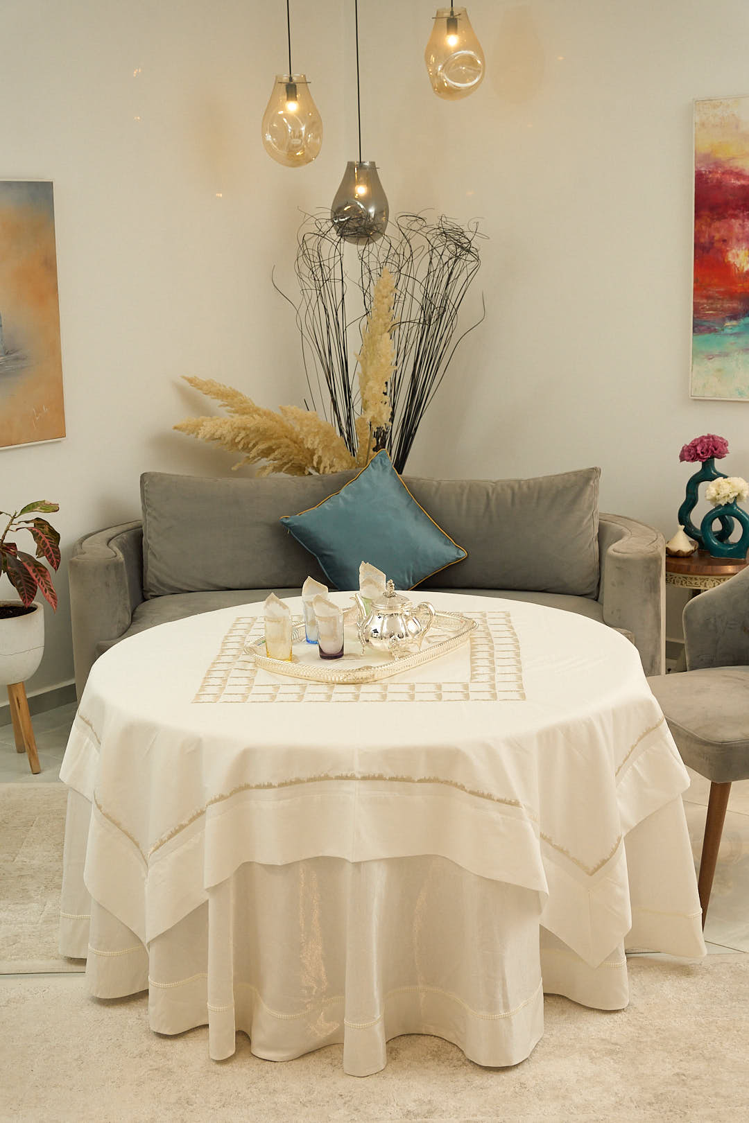 Nappe en coton brodée carrée 'Prestige'
