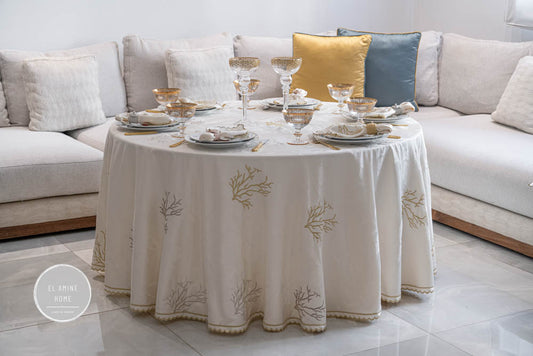 Nappe en jim brodée ronde