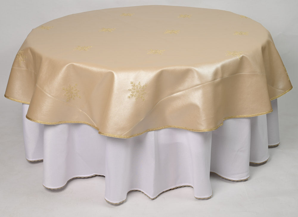 Nappe brodée simili-cuir ronde