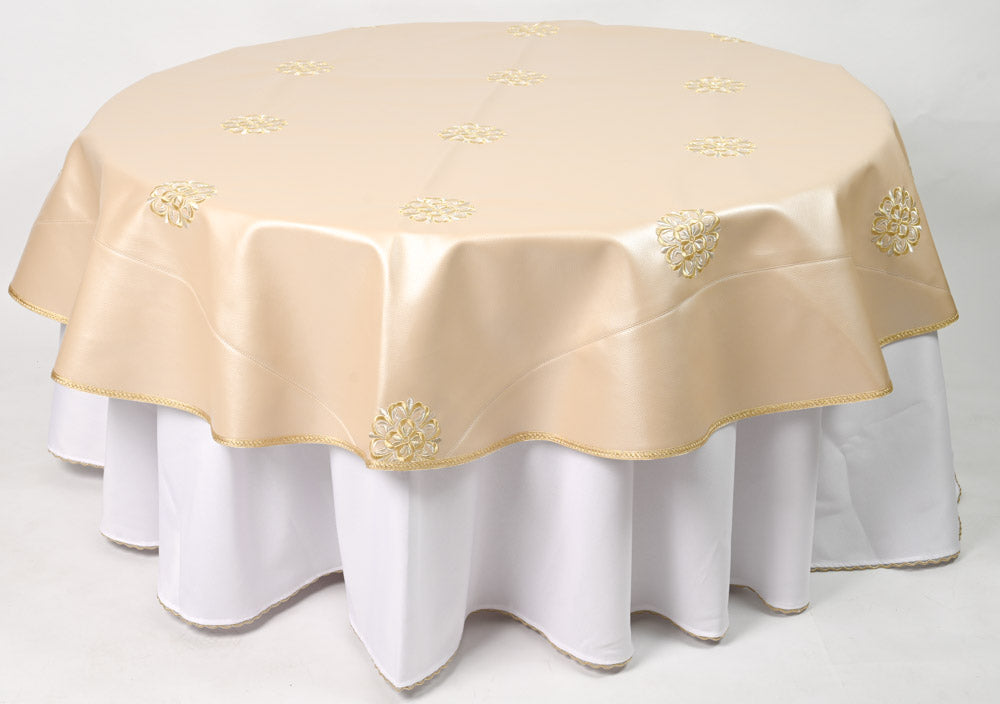 Nappe brodée simili-cuir ronde