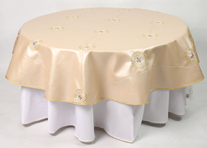 Nappe brodée simili-cuir ronde