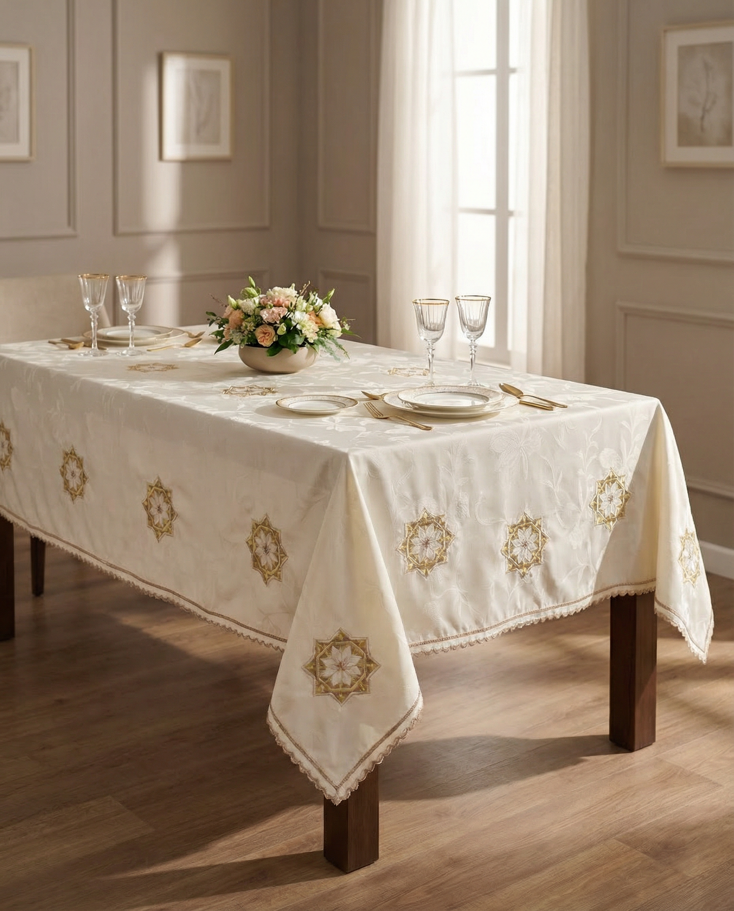 Nappe brodée rectangulaire - Zellija Assiliya