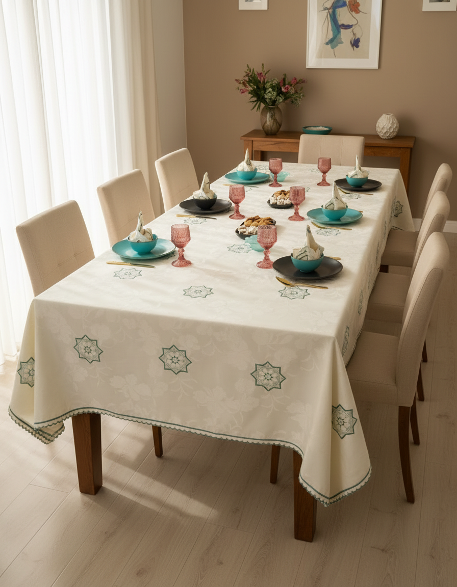 Nappe brodée rectangulaire - Zellija Assiliya